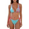 CUPSHE Women’s Bikini Set Sexy Two Piece Swimsuit Halter Strap Self Tie Bathing Suit Cheeky Bottom(Sky Blue/Red)