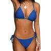 CUPSHE Women’s Bikini Set Sexy Two Piece Swimsuit Halter Straps Bathing Suit Crisscross Back Self Tie Cheeky Bottom(Royal Blue)