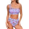 CUPSHE Women’s Bikini Sets Two Piece Swimsuit High Waisted Bathing Suits One Shoulder Mesh Swimwear(Lavender/Floral)