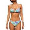 CUPSHE Women’s Bikini Sets Two Piece Swimsuit Low Rise Bathing Suit U Wire Self Tie Back Swimwear(Mint Green/Floral)