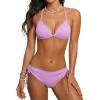 CUPSHE Women’s Bikini Sets Two Piece Swimsuit Sexy Mid Rise Bathing Suit Adjustable Straps Molded Cup Textured(Lavender Pink)