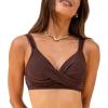 CUPSHE Women’s Bikini Top V Neck Twist Front Back Self Tie Adjustable Straps(Brown Paisley)