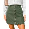 CUPSHE Women’s Denim Mini Skirt Button Front A-Line Jean High Waist Scalloped Hem Casual Outfits(Green)