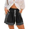 CUPSHE Women’s Floral Shorts Smocked Waist Drawstring Tassel Summer Casual Pockets Bottom(Black Floral)