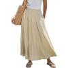 CUPSHE Women’s High Waisted Midi Skirts Summer Business Skirt Flare Work A Line Dressy Skirt(Khaki)