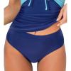 CUPSHE Women’s Mid Rise Bikini Bottom Swimsuit Classic Full Coverage Swim Bottom Only(Navy Blue)