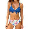 CUPSHE Women’s Two Piece Bikini Set Floral Print Knot Bunny Tie(Blue/Pink Floral)