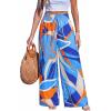 CUPSHE Women‘s Wide Leg Palazzo Pants Elastic High Waisted Summer Boho Tropical Beach Flowy Trousers(Abstract Blue)
