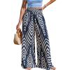 CUPSHE Women‘s Wide Leg Palazzo Pants Elastic High Waisted Summer Boho Tropical Beach Flowy Trousers(Black)