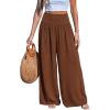 CUPSHE Women‘s Wide Leg Palazzo Pants Elastic High Waisted Summer Boho Tropical Beach Flowy Trousers(Brown)