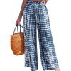 CUPSHE Women‘s Wide Leg Palazzo Pants Elastic High Waisted Summer Boho Tropical Beach Flowy Trousers(Tie Dye Blue)