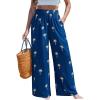 CUPSHE Women’s Wide Leg Pants, Summer Casual High Waist Vacation Palazzo Beach Pants with Pocket(Blue)