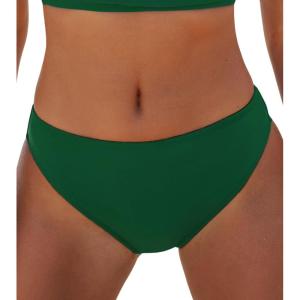 CUPSHE Women’s Bikini Bottom Separate Mid Rise Full Coverage Swimsuit Bottom Only(Dark Green)