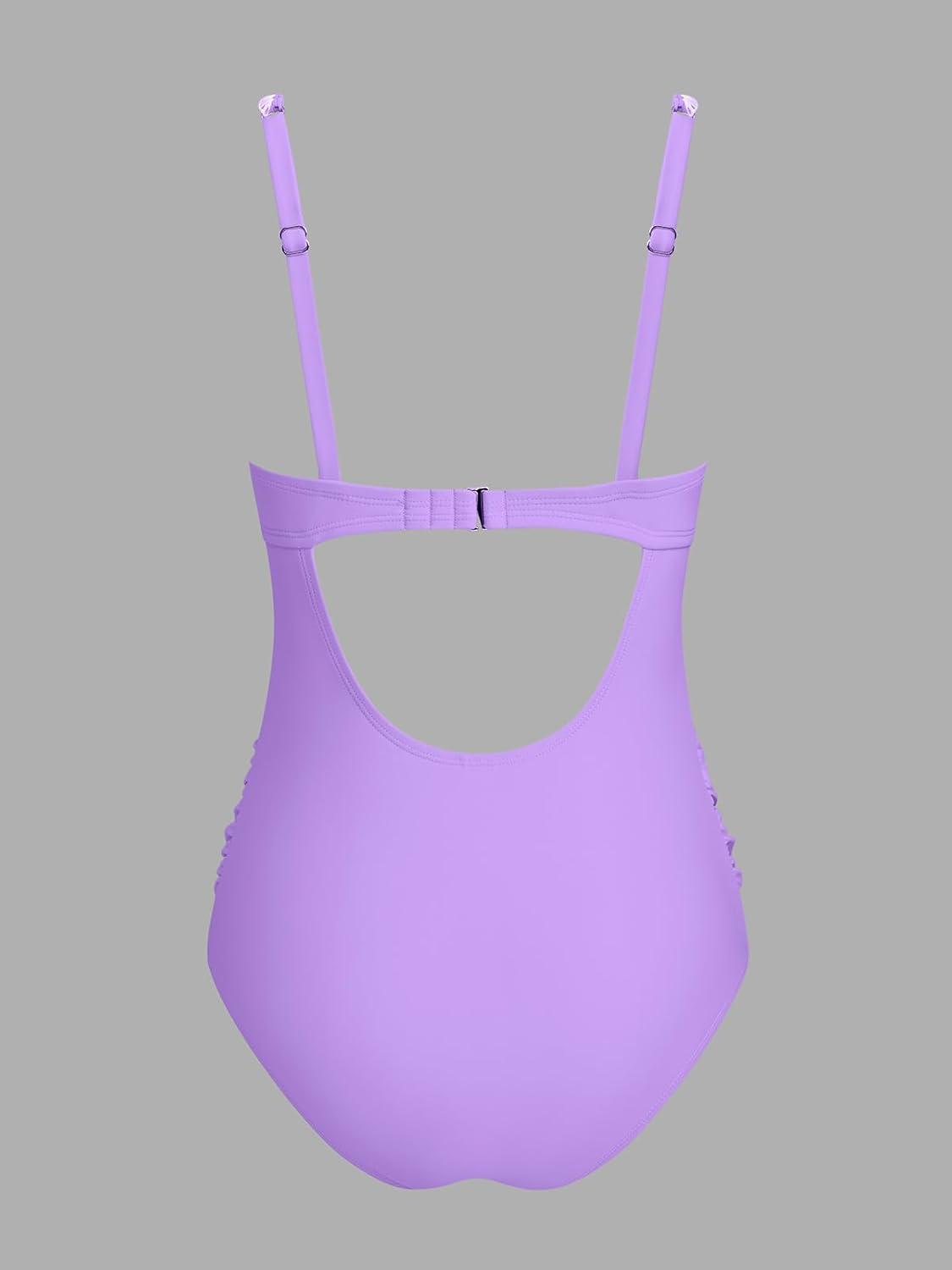 imageCUPSHE Womens Maternity One Piece Swimsuit Adjustable Strap Ruched Shell Stitched Back Cutout Bathing Suit for PregnancyPurple