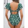 CUPSHE Maternity One Piece Swimsuit V Neck Pregnancy Bathing Suit for Women Ruffle Front Cutout Back Hook(Sage Green/Floral)