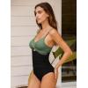 CUPSHE One Piece Swimsuit for Women Bathing Suits Twist Front Cutout Adjustable Straps Ruched Swimwear(Black/Olive Green)