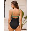 CUPSHE One Piece Swimsuit for Women Bathing Suits Twist Front Cutout Adjustable Straps Ruched Swimwear(Black/Olive Green)