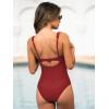 CUPSHE One Piece Swimsuit for Women V Neck Ruched Wide Adjustable Straps Back Cut Out Bathing Suit(Burgundy Red)