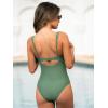 CUPSHE One Piece Swimsuit for Women V Neck Ruched Wide Adjustable Straps Back Cut Out Bathing Suit(Forest Green)