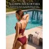 CUPSHE Tankini Sets Two Piece Swimsuit for Women Square Neck Tummy Control Bathing Suits with Mid Rise Bottom(Burgundy)
