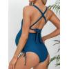 CUPSHE Women Maternity Swimsuit One Piece Crisscross Self Tie Back Strappy Side Square Neck Bathing Suit(Navy Blue)