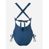 CUPSHE Women Maternity Swimsuit One Piece Crisscross Self Tie Back Strappy Side Square Neck Bathing Suit(Navy Blue)
