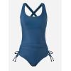 CUPSHE Women Maternity Swimsuit One Piece Crisscross Self Tie Back Strappy Side Square Neck Bathing Suit(Navy Blue)