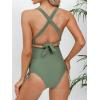 CUPSHE Women Maternity Swimsuit One Piece Crisscross Self Tie Back Strappy Side Square Neck Bathing Suit(Sage Green)