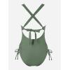 CUPSHE Women Maternity Swimsuit One Piece Crisscross Self Tie Back Strappy Side Square Neck Bathing Suit(Sage Green)