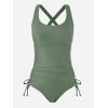 CUPSHE Women Maternity Swimsuit One Piece Crisscross Self Tie Back Strappy Side Square Neck Bathing Suit(Sage Green)