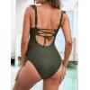 CUPSHE Women Swimsuit Maternity One Piece Bathing Suit Deep V Neck Ruffle Back Tie Ruching Adjustable Straps Swimwear(Green)
