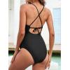 CUPSHE Women Swimsuit Maternity One Piece Bathing Suit Keyhole Cutout Ruched Front Crisscross Lace Up Back(Black)