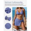 CUPSHE Women’s 3 Piece Swimsuit Sexy Triangle Bikini Set with Twist Sarong Back Hook Mid Rise Bathing Suit Textured(Lavender)