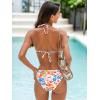 CUPSHE Women’s Bikini Set Two Piece Swimsuit Halter Strap V Neck Triangle Bathing Suit Backless Self Tie Cute(Ivory/Pink/Blue)