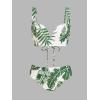 CUPSHE Women’s Bikini Sets Sweetheart Neck Two Piece Crisscross Self Tie Adjustable Straps Bathing Suit(White/Green Tropical)