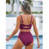 CUPSHE Women’s Bikini Sets Two Piece Bathing Suit High Waisted Square Neck Adjustable Straps Ruched(Burgundy)