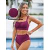 CUPSHE Women’s Bikini Sets Two Piece Bathing Suit High Waisted Square Neck Adjustable Straps Ruched(Burgundy)