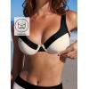 CUPSHE Women’s Bikini Sets Two Piece Bathing Suit High Waisted Underwire Wide Adjustable Straps Color Block Back Hook(White Cream/Black)
