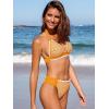 CUPSHE Women’s Bikini Sets Two Piece Swimsuit Halter V Neck Back Hook Cutout Stitching Cheeky Bottom(Yellow Floral)