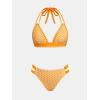 CUPSHE Women’s Bikini Sets Two Piece Swimsuit Halter V Neck Back Hook Cutout Stitching Cheeky Bottom(Yellow Floral)