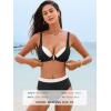 CUPSHE Women’s Bikini Sets Two Piece Swimsuit Underwire High Waisted Bathing Suit Back Hook Color Block(Black/Beige)