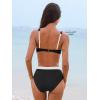 CUPSHE Women’s Bikini Sets Two Piece Swimsuit Underwire High Waisted Bathing Suit Back Hook Color Block(Black/Beige)