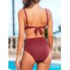 CUPSHE Women’s Bikini Sets Two Piece Swimsuit Underwire V Neck High Waisted Ruching Adjustable Straps Back Tie(Dark Red)
