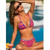 CUPSHE Women’s Bikini Sets V Neck Two Piece Stitching Crisscross Self Tie Cutout Straps Bathing Suit(Purple/Pink)