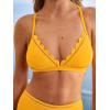 CUPSHE Women’s Bikini Sets V Neck Two Piece Swimsuit Scallop Bralette Ladder Trim Crisscross Bathing Suit(Yellow)