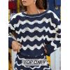 CUPSHE Women’s Crochet Cover Up Long Sleeve Striped Beach Cover Up Top Summer Casual Knit Tops for Swimwear(Top Only)(Blue Stripes)