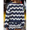 CUPSHE Women’s Crochet Cover Up Long Sleeve Striped Beach Cover Up Top Summer Casual Knit Tops for Swimwear(Top Only)(Blue Stripes)