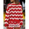 CUPSHE Women’s Crochet Cover Up Long Sleeve Striped Beach Cover Up Top Summer Casual Knit Tops for Swimwear(Top Only)(Red Stripes)