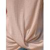 CUPSHE Womens Knit Round Neck Short Lace Sleeve Twist Front Casual Blouse Tee Shirt(Pink)