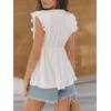 CUPSHE Women’s Lace Trimmed V Neck Ruffled Sleeve T-Shirt Flared Eyelet Sleeveless Cute Tank Tops(White)